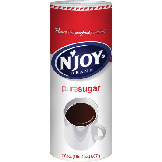 N'Joy Sugar Canister | 20 Ounce, Pack of 6 | 100% Pure Granulated Sugar| Easy Pour Lid, Bulk Size
