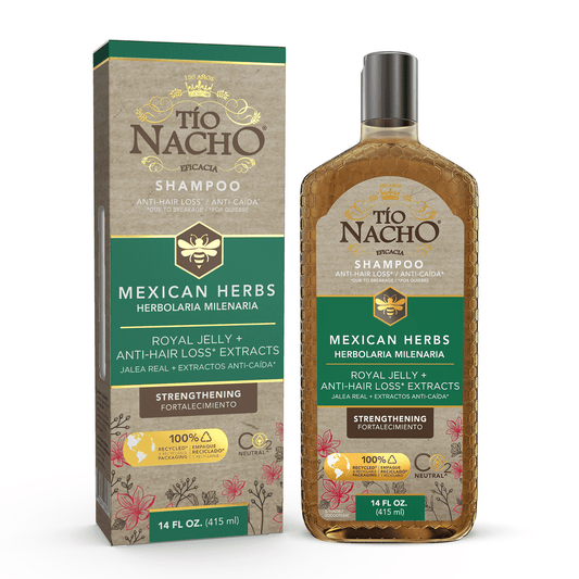 (3 pack) Tio Nacho Mexican Herbs Shampoo, Strengthening Hair Care with Royal Jelly, Ginseng, Wheat and Jojoba Oil, Honey Scented-14 Fl Oz