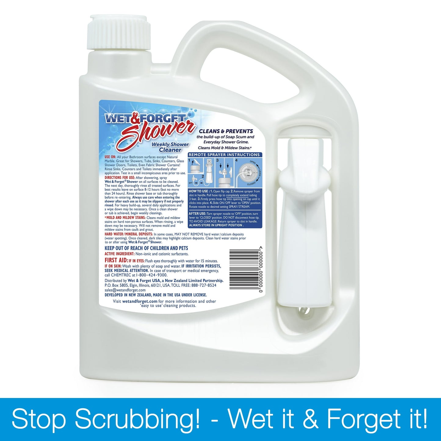 Wet & Forget Shower Cleaner Spray, Vanilla Scent, 64 oz