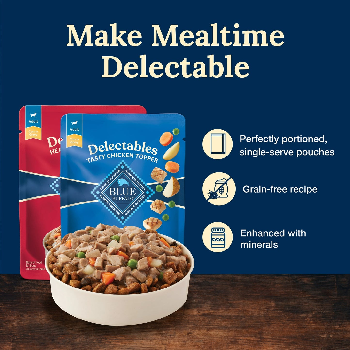 Blue Buffalo Delectables Natural Wet Dog Food Variety Pack, Chicken & Beef, 3-oz. (12ct)