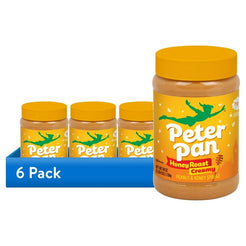 (6 pack) Peter Pan Creamy Honey Roasted Peanut Butter, Smooth, Gluten-Free, 40 oz Jar