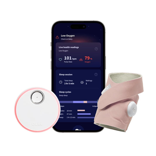 Owlet Dream Sock® - FDA-Cleared Smart Baby Monitor - Track Live Pulse (Heart) Rate, Oxygen in Infants - Receive Notifications - Dusty Rose
