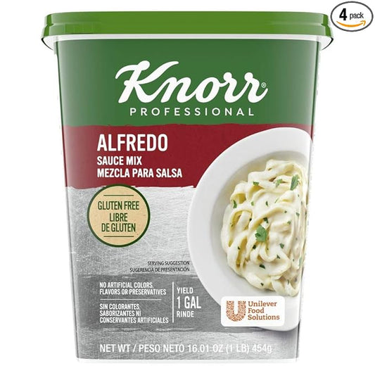Knorr Professional Alfredo Sauce Mix Made With Real Parmesan Cheese, Gluten Free, No Artificial Colors, Flavors, or Preservatives, 1 lb, Pack of 4