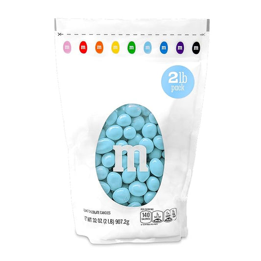 M&MÕS WORLD Peanut Light Blue Chocolate Candy-2lbs of Bulk Candy in Resealable Pack for Candy Buffet,Birthday Parties,Theme Meetings,Candy Bar,Sweet Stuff for DIY Party Favors or Edible Decoration