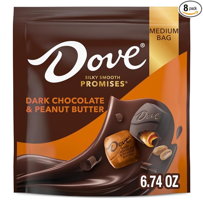 DOVE PROMISES Individually Wrapped Dark Chocolate & Peanut Butter Candy, 6.74 Oz Bag (Pack of 8)