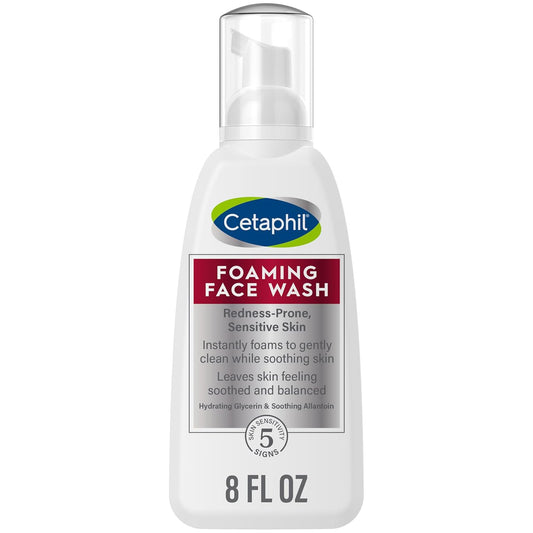 CETAPHIL Redness Relieving Foaming Face Wash For Sensitive Skin , 8 Fl Oz , Gently Cleanses & Calms Sensitive Skin Without Over Drying, (Packaging May Vary)