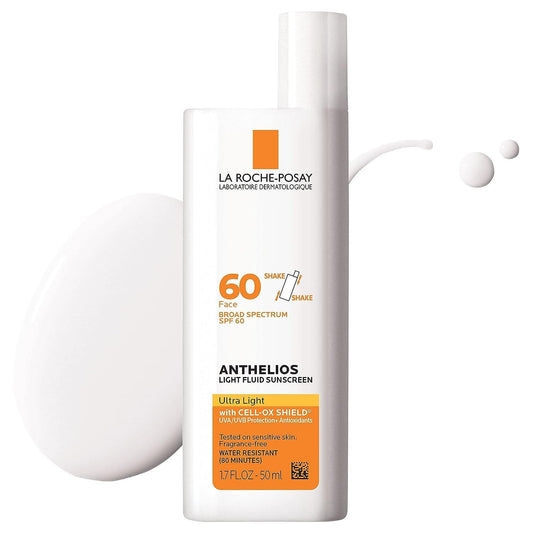 La Roche-Posay Anthelios Light Fluid Facial Sunscreen SPF 60 | Lightweight Sunscreen For Face | Fluid Texture | Broad Spectrum SPF + Antioxidants | Oil Free...