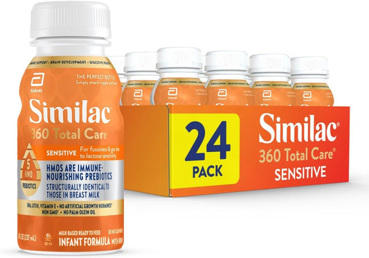 Similac 360 Total Care Sensitive Infant Formula for Fussiness & Gas Due to Lactose Sensitivity, Has 5 HMO Prebiotics, Non-GMO, ‡ Baby Formula, Ready to...