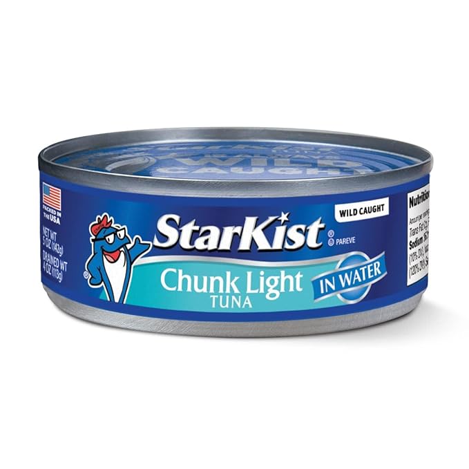 StarKist Chunk Light Tuna in Water, 5 oz (48 Pack) Canned Tuna Fish, Wild Caught, Gluten Free, Ready to Eat, Perfect for Salads, Keto Meals and Snacks, with 20g Protein & 90 Calories Per Serving