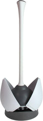 Clorox Toilet Plunger with Hideaway Storage Caddy, 6.5” x 6.5” x 19.5”, White/Gray