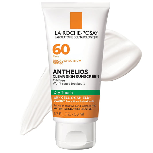 La Roche-Posay Anthelios Clear Skin Sunscreen Dry Touch SPF 60 | Oil Free Sunscreen For Face | Oil Absorbing | Broad Spectrum SPF + Antioxidants |...