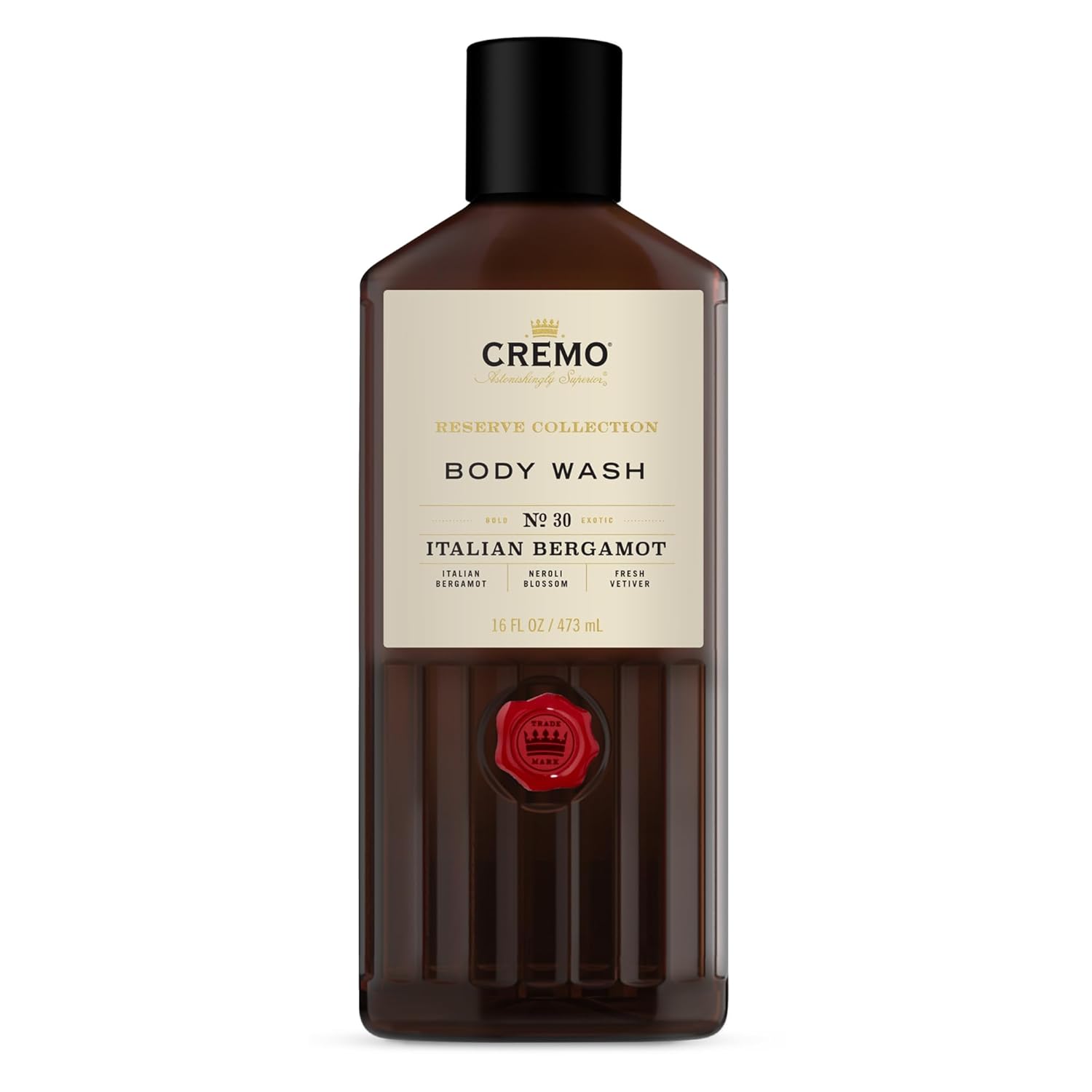 Cremo Rich-Lathering Italian Bergamot Body Wash for Men, Notes of Italian Bergamot, Neroli Blossom, and Fresh Vetiver, 16 Fl Oz
