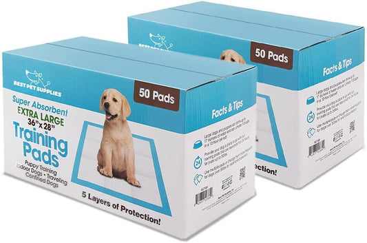 Best Pet Supplies, XL (36" x 28") Disposable Puppy Pads for Whelping Puppies and Training Dogs, 100 Pack - Ultra Absorbent, Leak Resistant, and...
