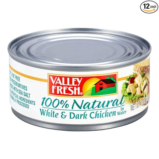 VALLEY FRESH, Chuck Chicken in Water, White & Dark, 10 Ounce (Pack of 12)
