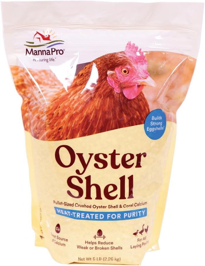 Manna Pro Crushed Oyster Shell Calcium Supplement For Laying Chickens - Poultry Treat - 5 lbs.