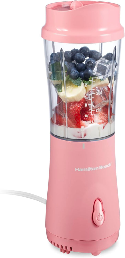 Hamilton Beach Portable Blender for Shakes and Smoothies with 14 Oz BPA Free Travel Cup and Lid, Durable Stainless Steel Blades for Powerful Blending...