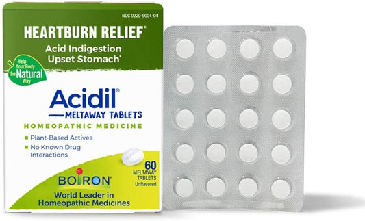Boiron Acidil for Relief of Acid Reflux, Heartburn, Indigestion, and Upset Stomach - 60 Count