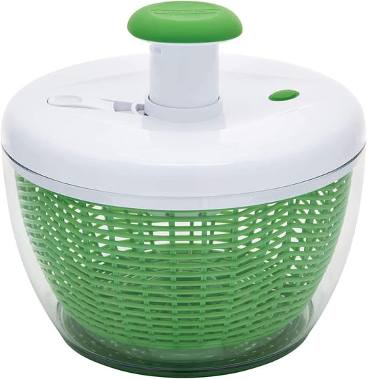 Farberware Easy to use pro Pump Spinner with Bowl, Colander and Built in draining System for Fresh, Crisp, Clean Salad and Produce, Large 6.6 quart, Green