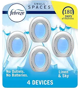 Febreze Small Spaces Air Freshener Linen & Sky, 25 fl. oz., Pack of 4