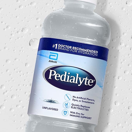 Pedialyte Electrolyte Drink , Hydration Drinks for Kids & Adults, Unflavored, 1 Liter, Pack of 8