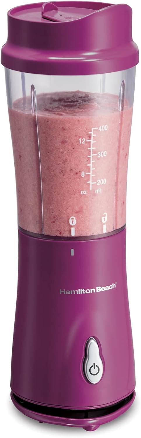 Hamilton Beach Portable Blender for Shakes and Smoothies with 14 Oz BPA Free Travel Cup and Lid, Durable Stainless Steel Blades for Powerful Blending...