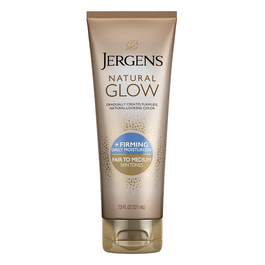 Jergens Natural Glow +FIRMING Self Tanner, Sunless Tanning Lotion for Fair to Medium Skin Tone, Anti Cellulite Firming Body Lotion for Natural-Looking Tan,...