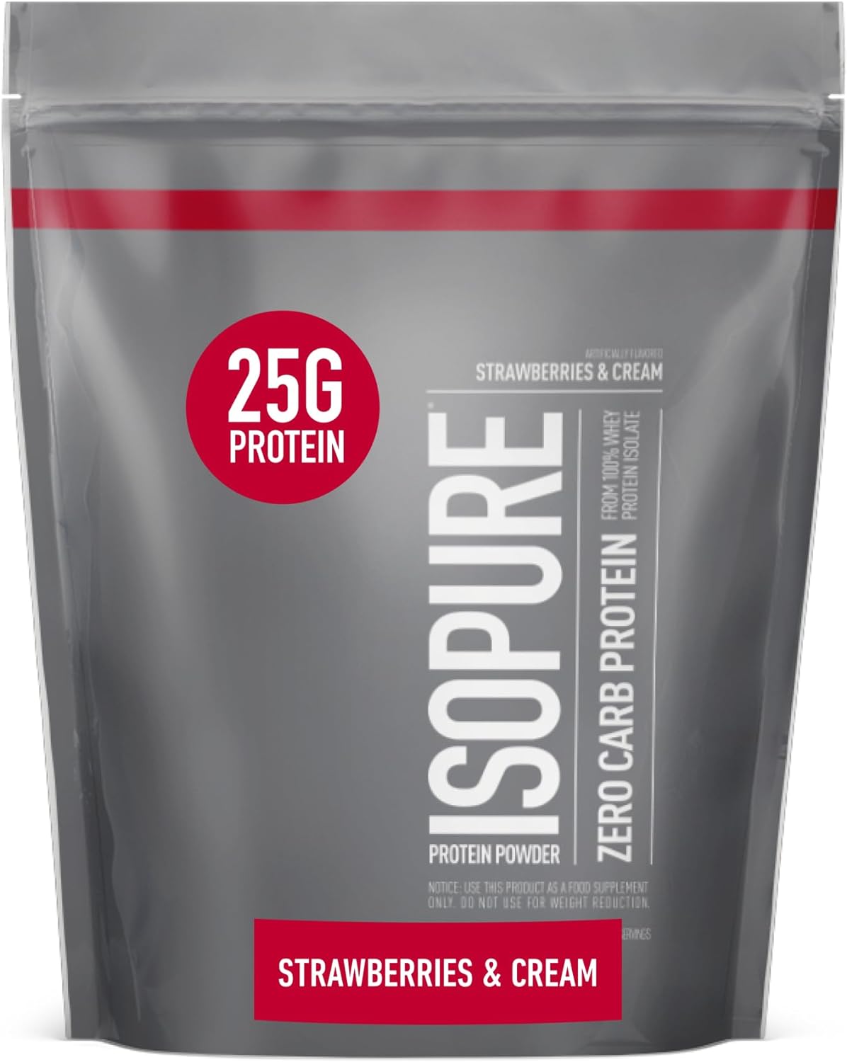 Isopure Protein Powder, Zero Carb Whey Isolate, Gluten Free, Lactose Free, 25g Protein, Keto Friendly, Strawberries & Cream, 15 Servings, 1 Pound...