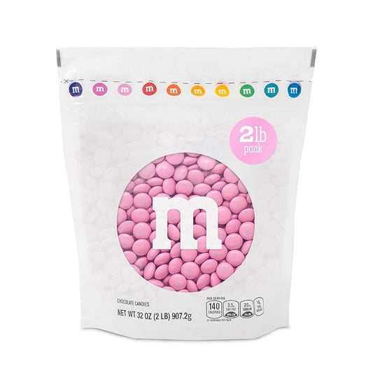M&MÕS WORLD Pink Milk Chocolate Candy 2lb Resealable Pack for Party Favors Decor Baby Shower Gender Reveal Valentines Day and Dessert Tables