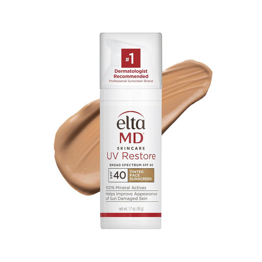 EltaMD UV Restore Tinted Face Sunscreen, SPF 40 Tinted Mineral Sunscreen for Sun Damaged Skin Repair, Zinc Oxide Sunscreen Formula, 2 oz Tube