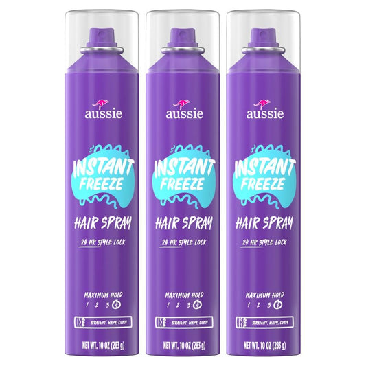 Aussie Instant Freeze Hair Spray for Extreme Hold, Infused with Jojoba Oil & Sea Kelp, Long-Lasting All-Day Hold, Fresh Citrus Scent, Safe for All Hair...