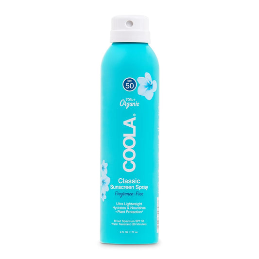 COOLA Organic Sunscreen SPF 50 Sunblock Spray, Dermatologist Tested Skin Care For Daily Protection, Vegan and Gluten Free, Fragrance Free