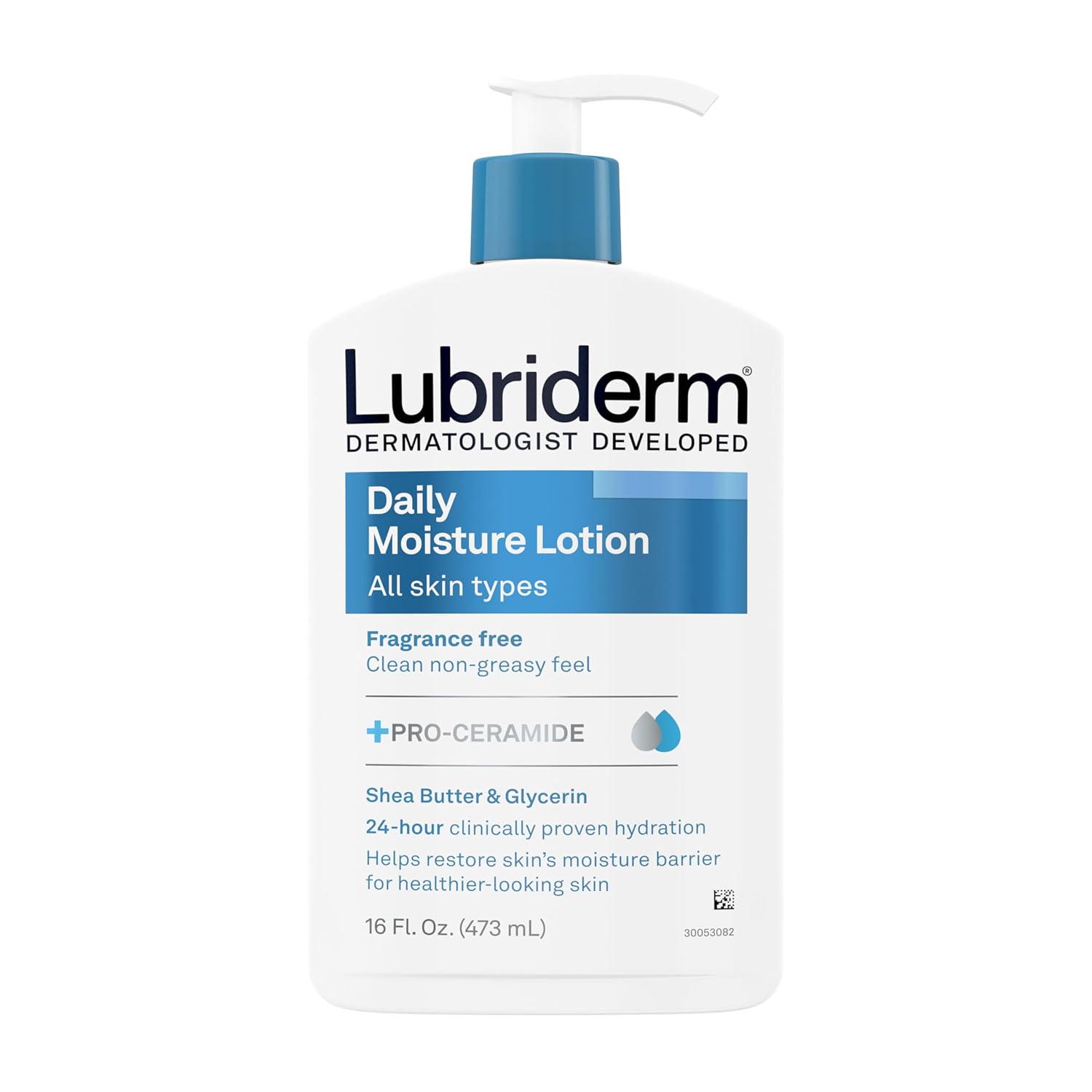 Lubriderm Fragrance Free Daily Moisture Lotion + Pro-Ceramide, Shea Butter & Glycerin, Face, Hand & Body Lotion for Sensitive Skin, Hydrating Lotion...