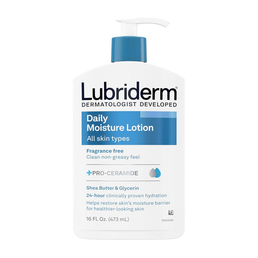 Lubriderm Fragrance Free Daily Moisture Lotion + Pro-Ceramide, Shea Butter & Glycerin, Face, Hand & Body Lotion for Sensitive Skin, Hydrating Lotion...
