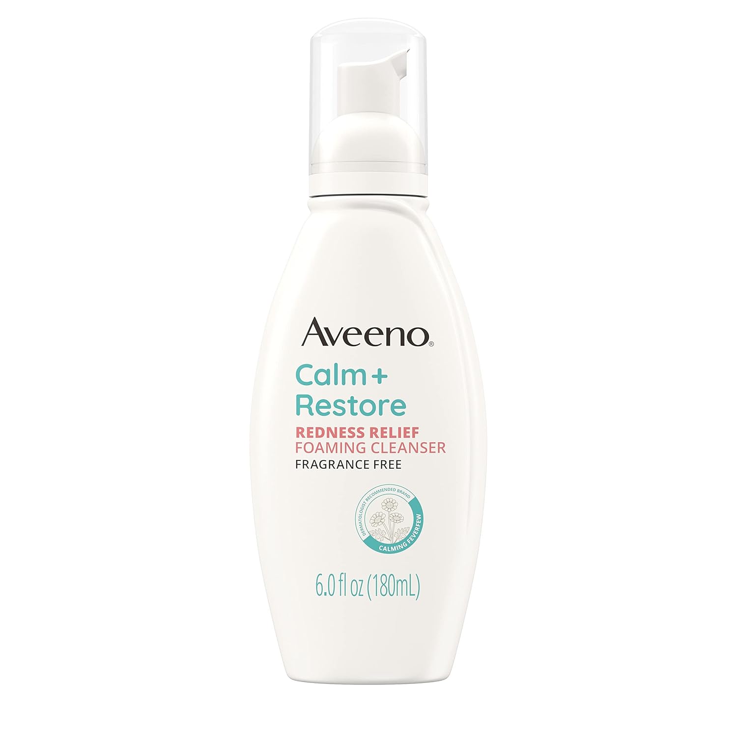 Aveeno Calm + Restore Redness Relief Foaming Cleanser, Daily Facial Cleanser With Calming Feverfew to Help Reduce the Appearance of Redness, Hypoallergenic...