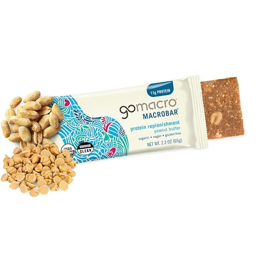 GoMacro MacroBar Organic Vegan Protein Bars - Peanut Butter (2.3 Ounce Bars, 12 Count)