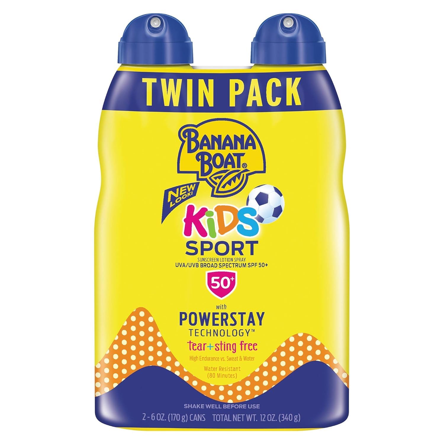 Banana Boat Kids Sport Sunscreen Spray SPF 50 Twin Pack | Childrens Sunscreen, Kids Sunblock Spray, Oxybenzone Free Sunscreen for Kids, Spray On Sunscreen...