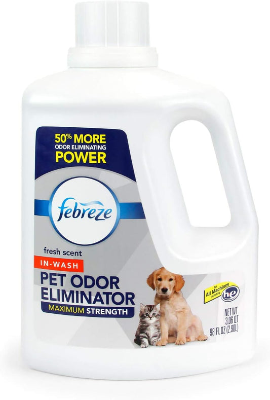 Febreze Laundry Odor Eliminator, Maximum Strength Laundry Detergent Additive, Removes Tough Odors in Clothing, In Wash Pet and Urine Odor Eliminator, Fresh...