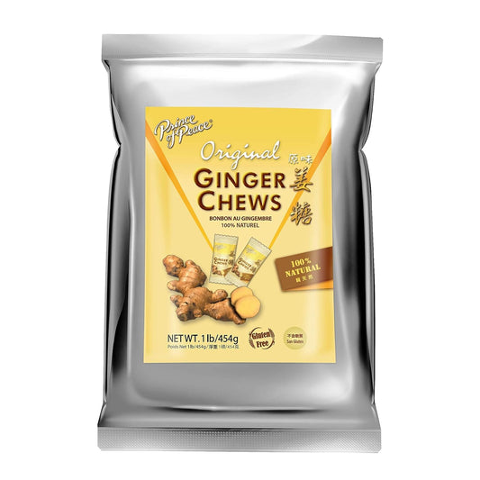 Prince of Peace Ginger Chews Original, 1 lb. Candied Ginger, Natural Ginger Chews Candy, Candy Pack,