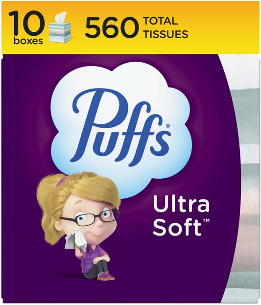 Puffs Ultra Soft Non-Lotion Tissues, 10 Cubes, 56 Tissues Per Box