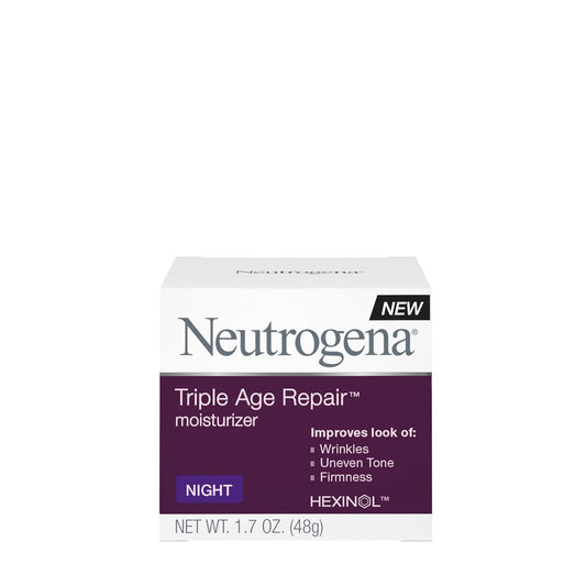 Neutrogena Triple Age Repair Anti-Aging Night Cream with Vitamin C; Fights Wrinkles & Evens Tone, Firming Anti-Wrinkle Face & Neck Cream; Glycerin...
