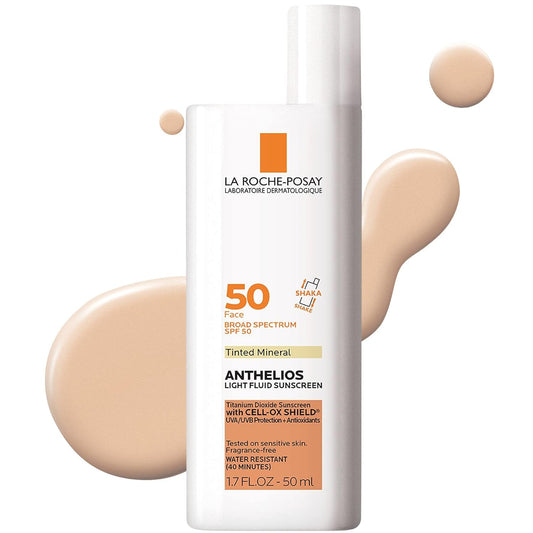 La Roche-Posay Anthelios Tinted Sunscreen SPF 50, Ultra-Light Fluid Broad Spectrum SPF 50, Face Sunscreen with Titanium Dioxide Mineral, Universal Tint,...