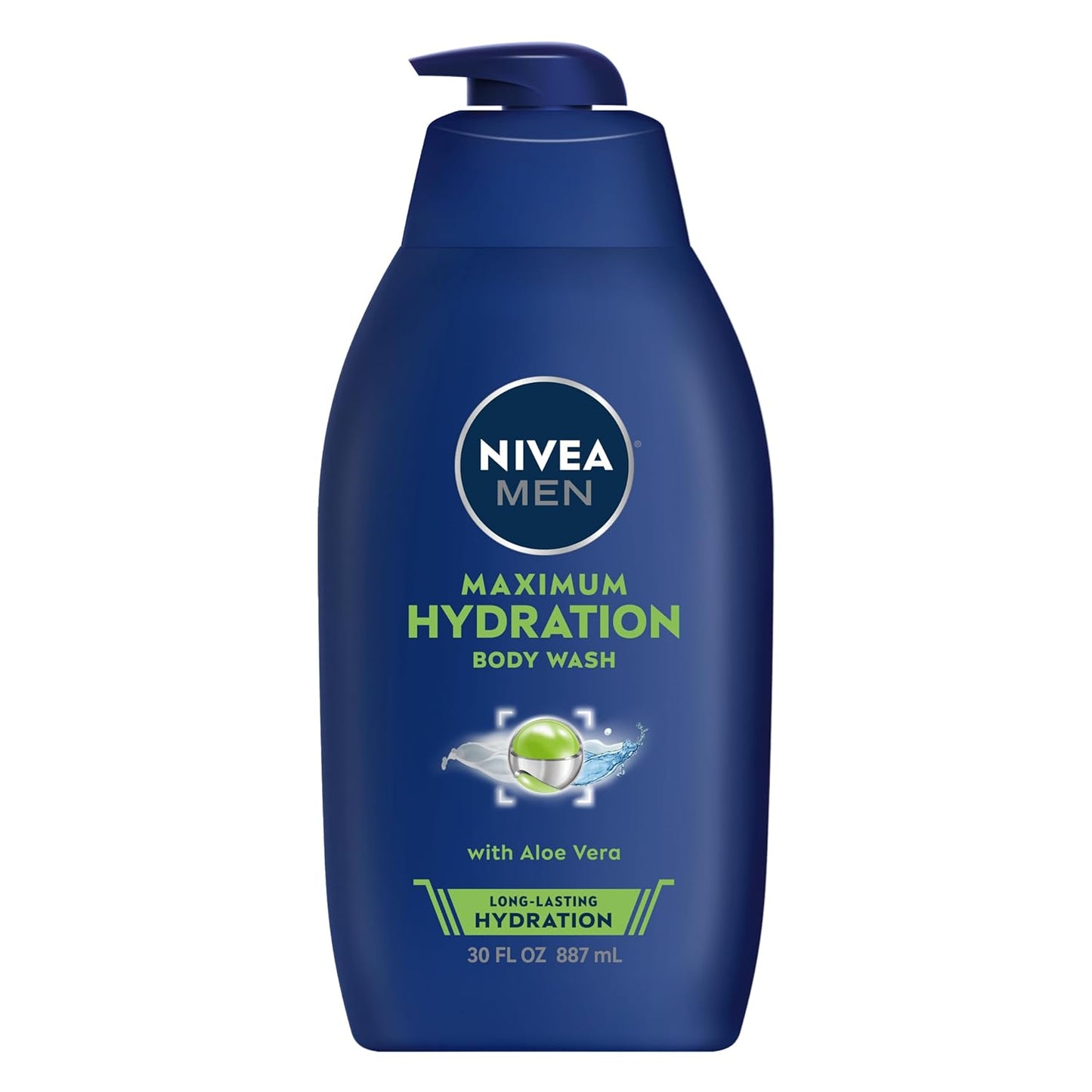 Nivea Men Maximum Hydration Body Wash, Aloe Vera Body Wash for Dry Skin, 30 Fl Oz Pump Bottle