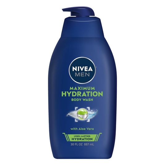 Nivea Men Maximum Hydration Body Wash, Aloe Vera Body Wash for Dry Skin, 30 Fl Oz Pump Bottle