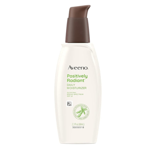 Aveeno Positively Radiant Daily Facial Moisturizer with Broad Spectrum SPF 30 Sunscreen & Soy, Helps Improves Skin Tone & Texture, Hypoallergenic,...