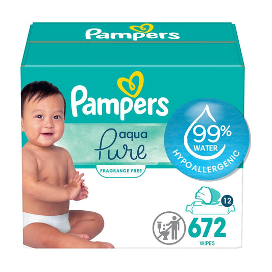 Pampers Sensitive Baby Wipes, Water Based, Hypoallergenic and Unscented, 7 Refill Packs (588 Wipes Total)
