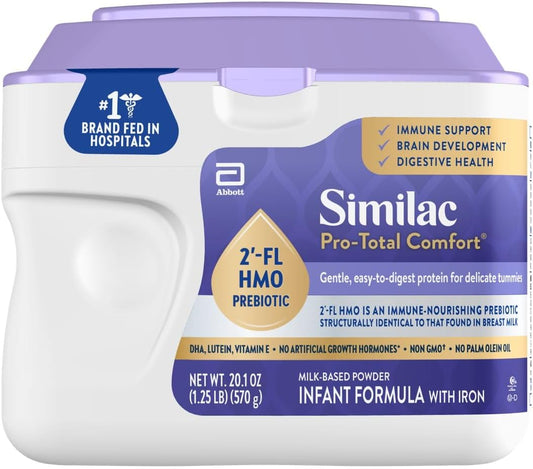 Similac Pro-Total Comfort Infant Formula With Iron, Gentle, Easy-to-Digest Formula, With 2'-FL HMO for Immune Support, Non-GMO, Baby Formula Powder, 20...