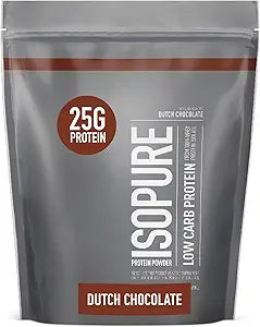 Isopure Dutch Chocolate Whey Isolate Protein Powder with Vitamin C & Zinc for Immune Support, 25g Protein, Low Carb & Keto Friendly, 14 Servings, 1...