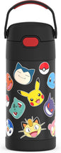 THERMOS FUNTAINER Water Bottle with Straw - 12 Ounce, Pokémon - Kids Stainless Steel Vacuum Insulated Water Bottle with Lid