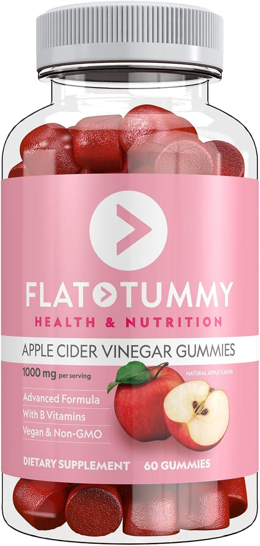 Flat Tummy Tea Apple Cider Vinegar Gummies, 60 Count – Boost Energy, Detox, Support Gut Health & Healthy Metabolism – Vegan, Non-GMO - Made with Apples,...
