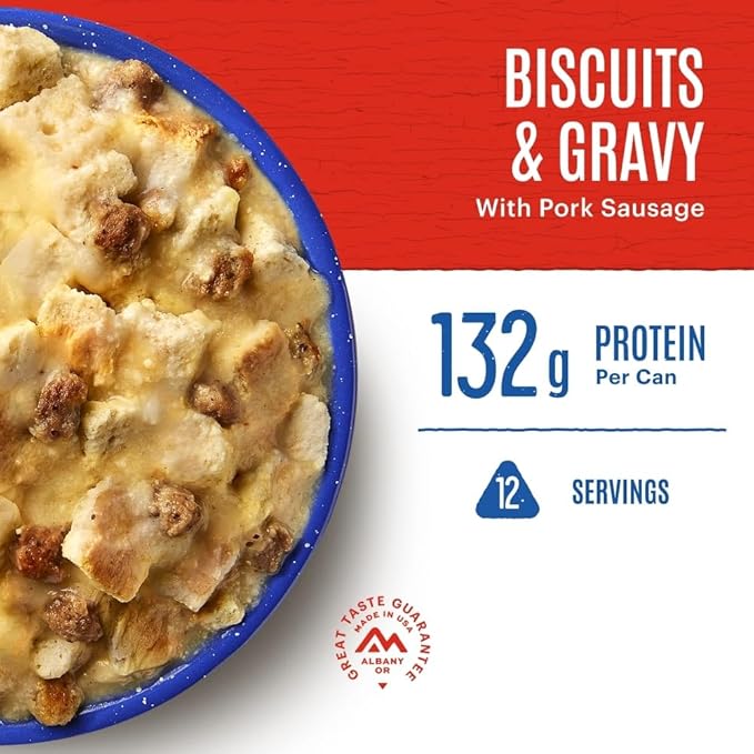 Mountain House Biscuits & Gravy & FreezeDried Food for Camping,12 Servings, 30Year ShelfLife
